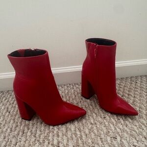 Patent Red Ankle Boots